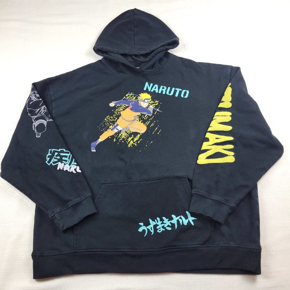 Rare Vintage Black Shonen Jump NARUTO Shippuden Hoodie Sweatshirt - XL